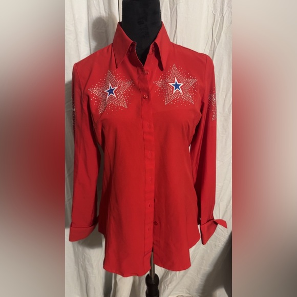 Red Patriotic Rodeo Queen Button Up - Picture 1 of 3